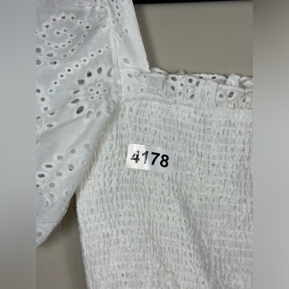 Promesa small white14-1/2 p2p w stretch 25” length puff sleeve smoked babydoll - Picture 4 of 6